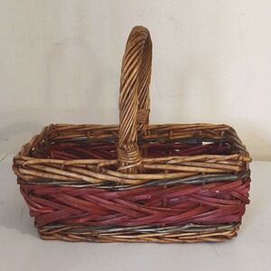 Vintage Brown Red‎ Large Rustic Rectangle Harvest Woven Wicker Basket